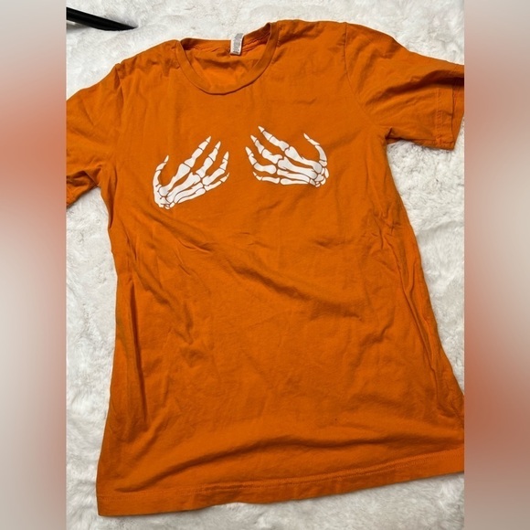 other Tops - Orange Halloween spooky skeleton hands holding top no flaws.